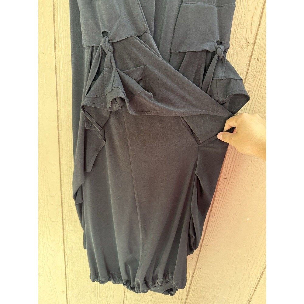 Boho Harem Pants Black Wide Leg Palazzo Trousers Elastic Waist Baggy sizeM- L - Picture 6 of 11